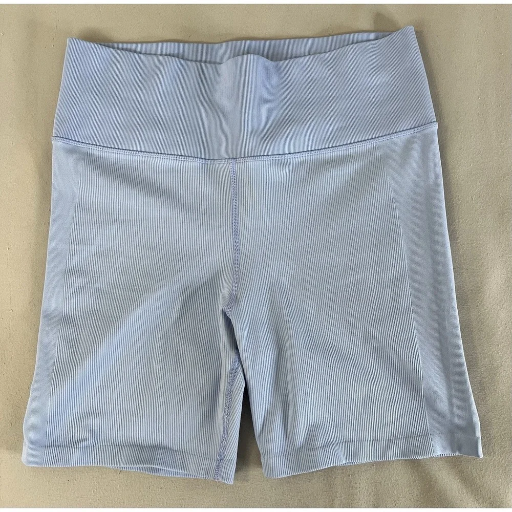 Athleta Women's Ribbed Bike‎ Shorts Sz XL Light Blue
